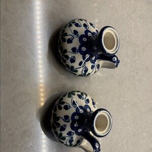 Polish pottery bleeding heart Ceramic Candle Holders